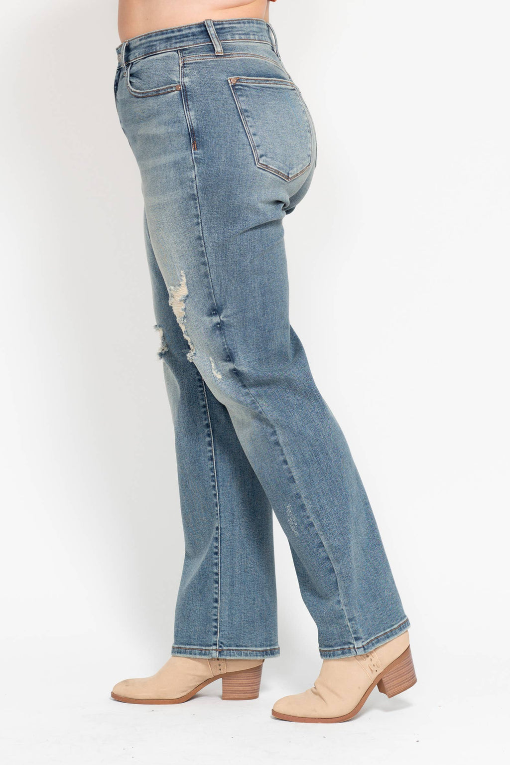 High Waisted Dad Straight Jean- PLUS