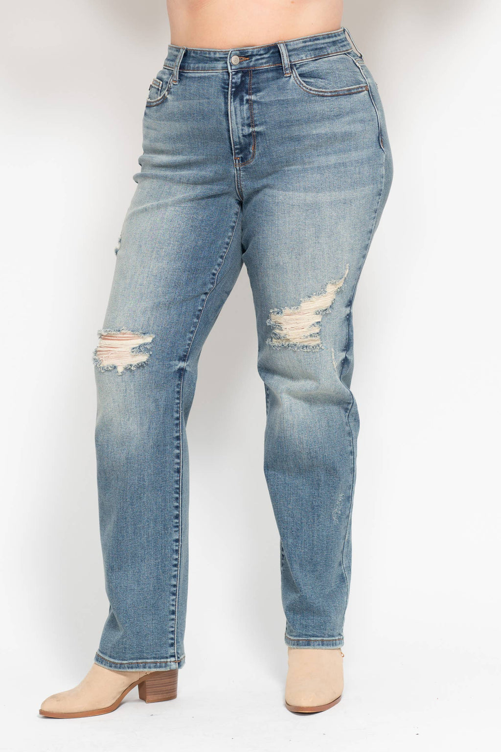High Waisted Dad Straight Jean- PLUS