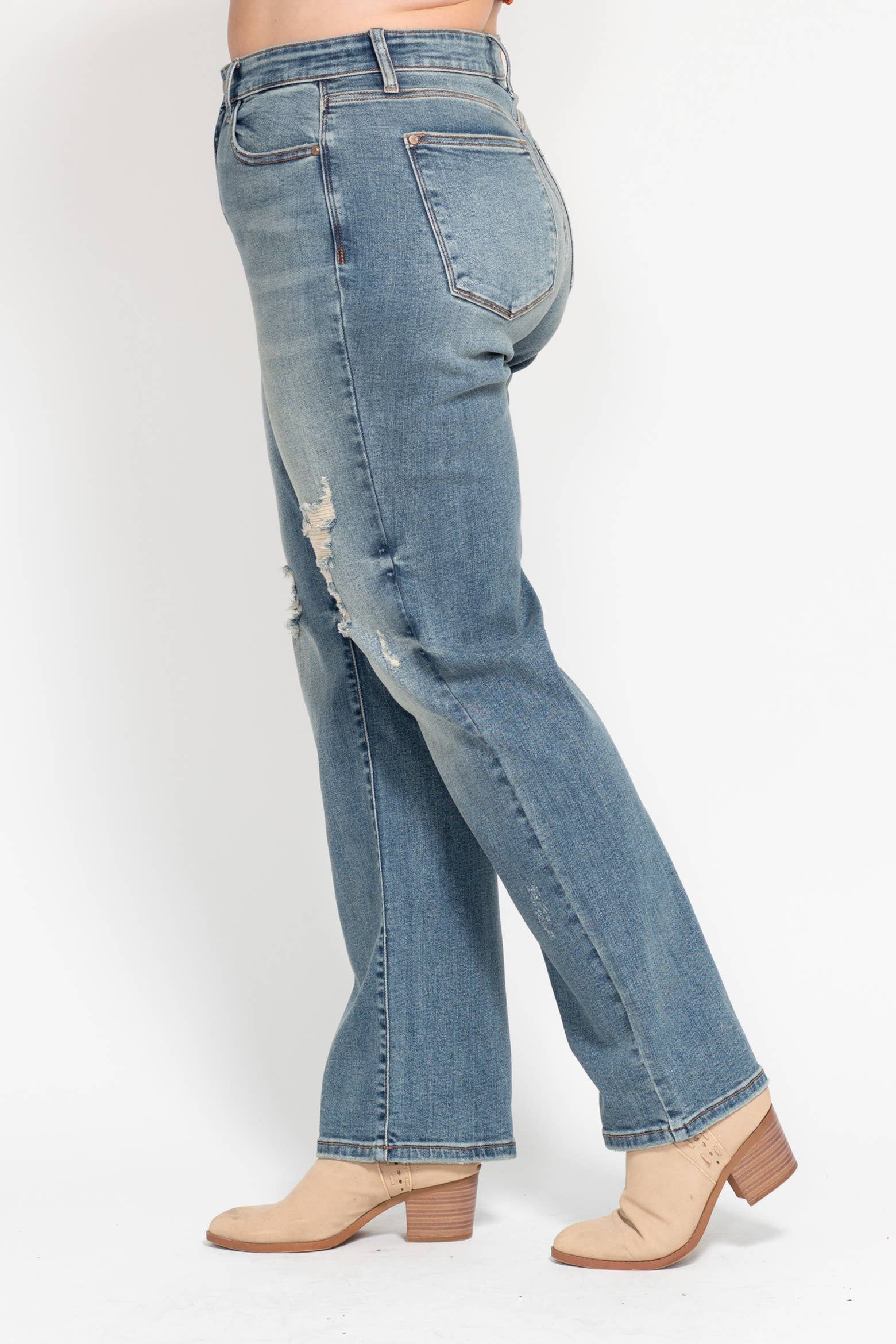 High Waisted Dad Straight Jean- PLUS