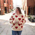 Fiery Red Heart Cozy Knit Pullover