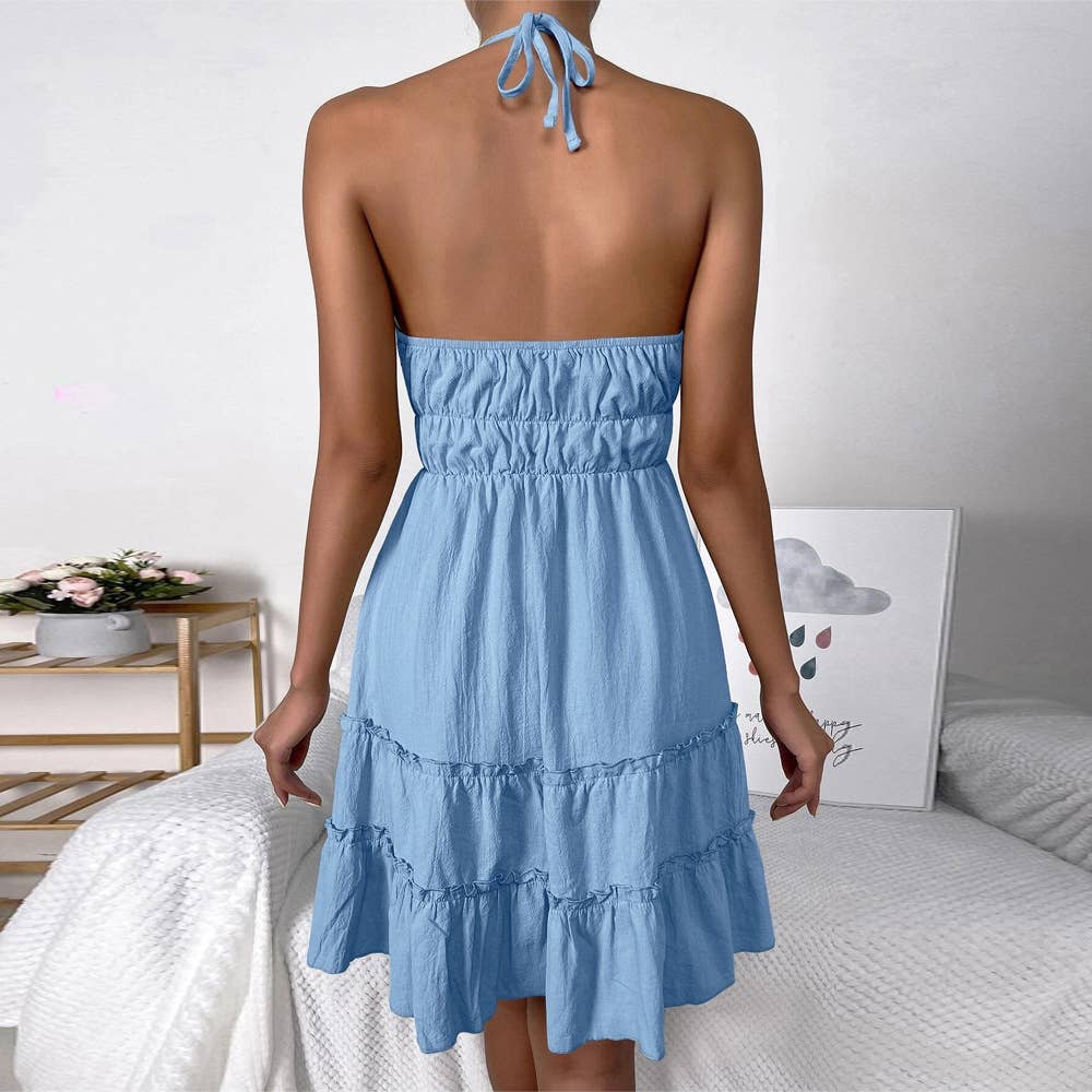 Rustic Sexy Backless Halterneck Dress